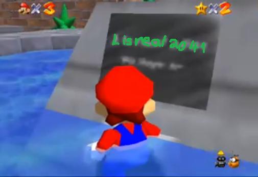 Misteriosa escrição no Super Mario 64. Lisrealscreen3